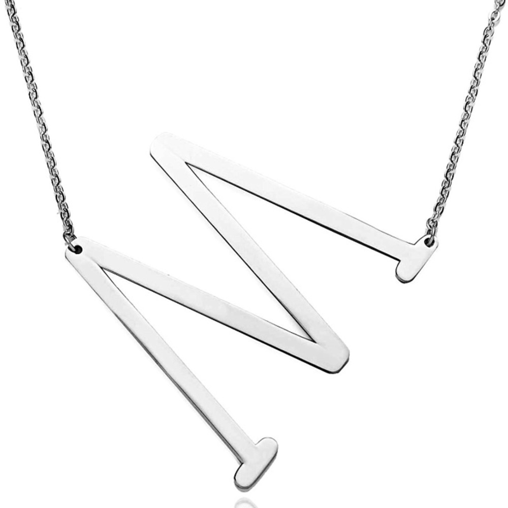 ✨• SILVER Woman’s NameInitial Necklace •| M | *NWT - Picture 2 of 8